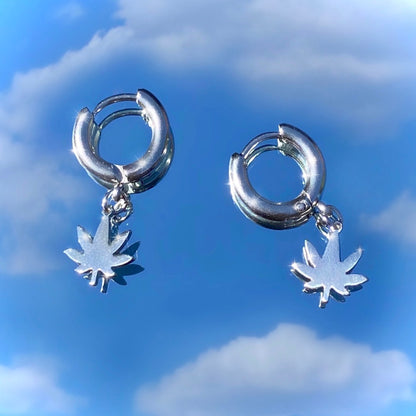 POT LEAF HOOP EARRINGS