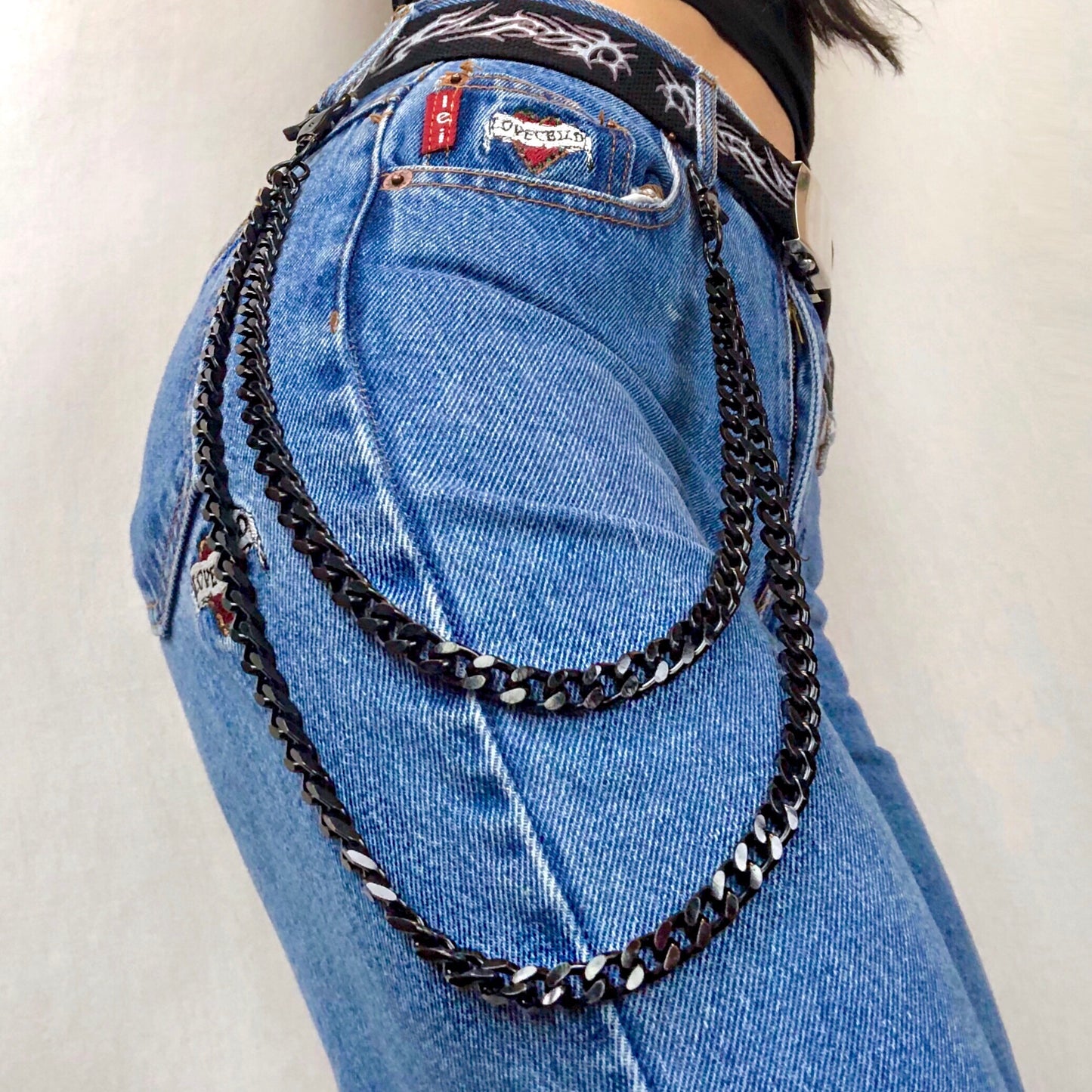 BLACK DOUBLE WALLET CHAIN