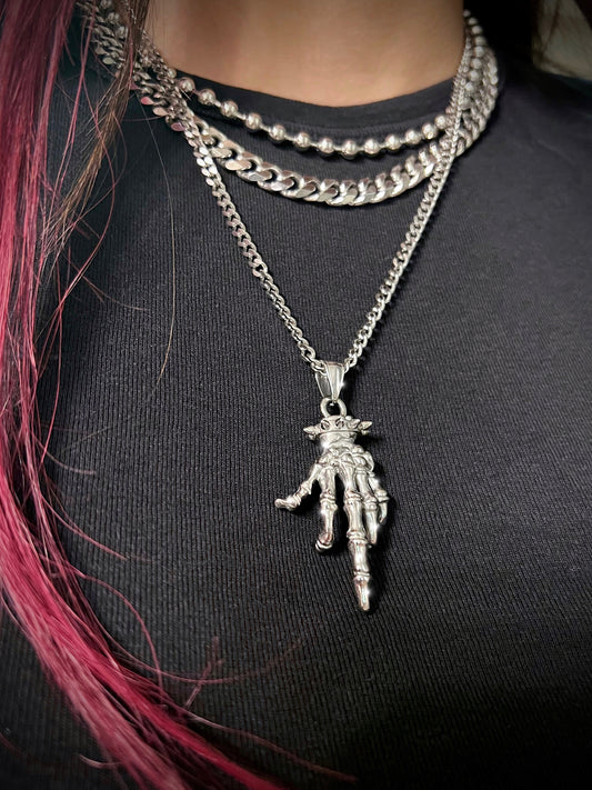 SKELETON FLIP OFF NECKLACE