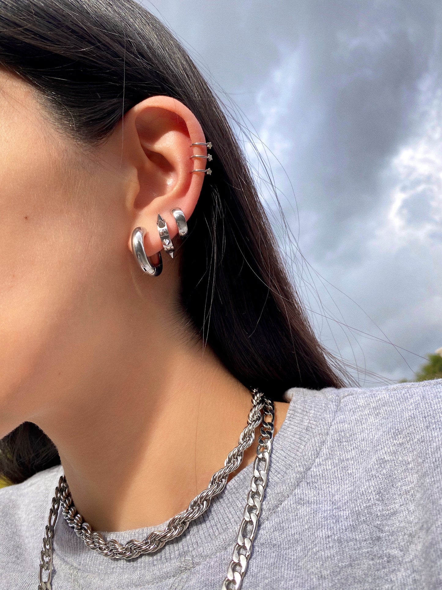 MINI CHUNKY SILVER HOOPS