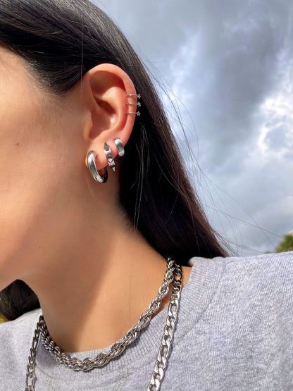 MINI CHUNKY SILVER HOOPS