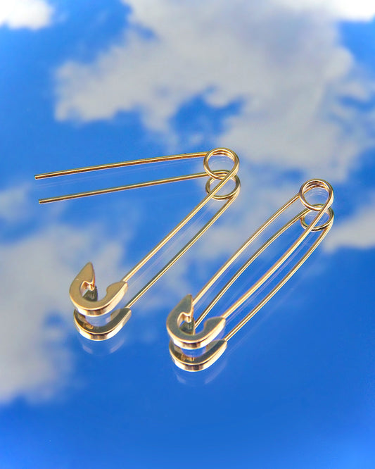 GOLD SAFETY PIN EARRINGS
