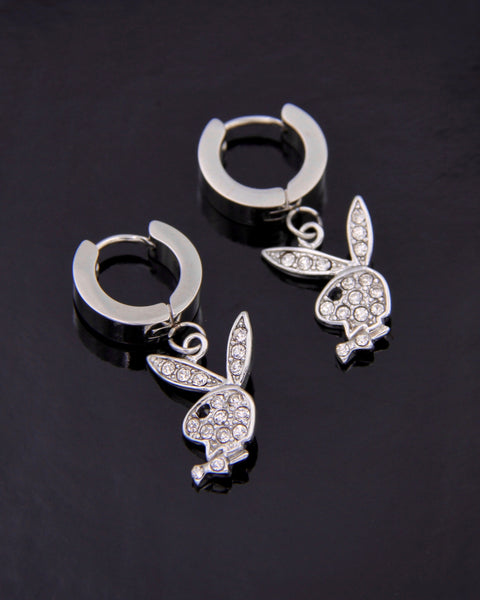 BLINGED OUT PLAYBOY BUNNY EARRINGS