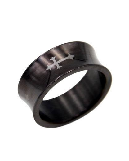 BLACK GOTH CROSS RING