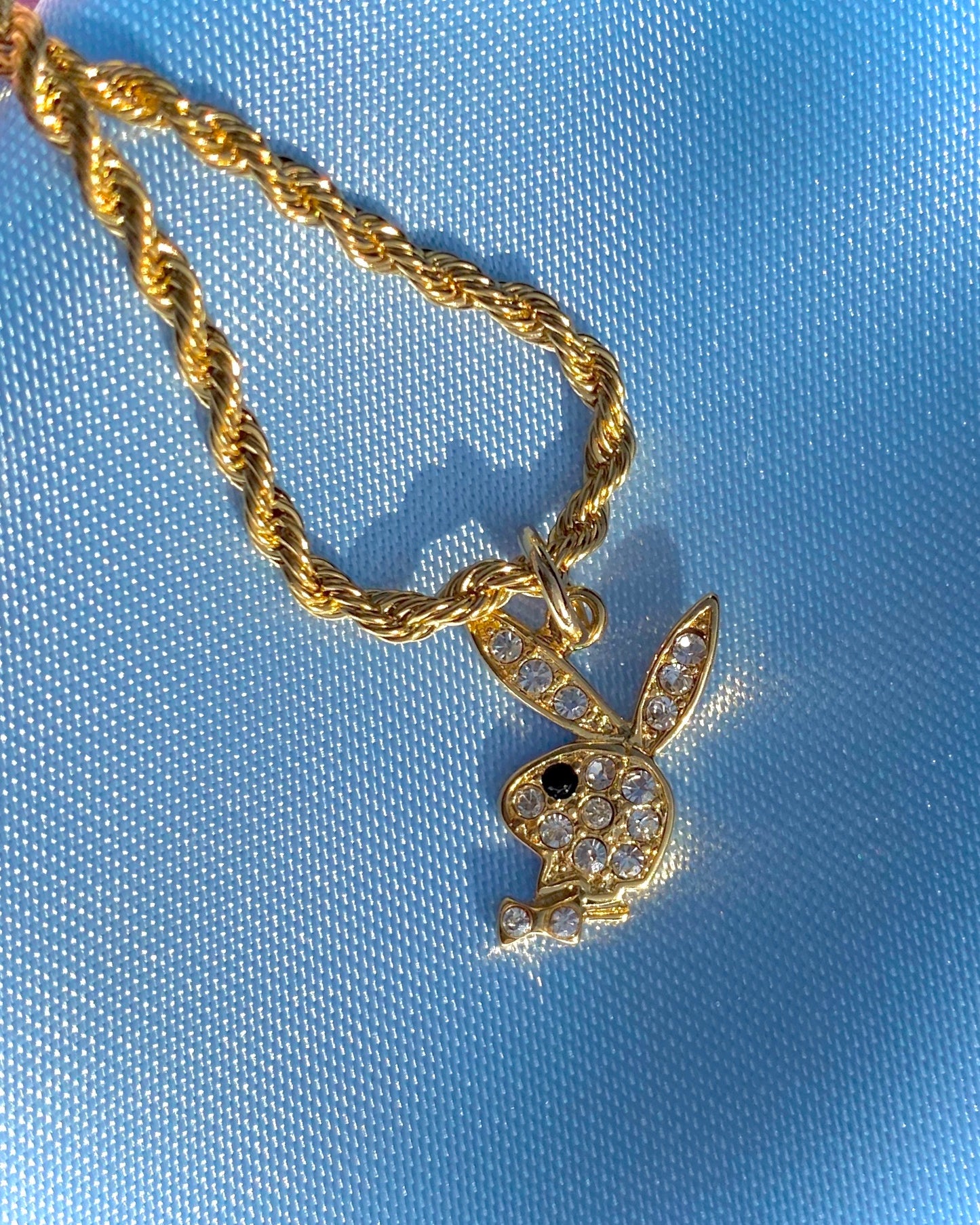 GOLD RHINESTONE PLAYBOY BUNNY NECKLACE