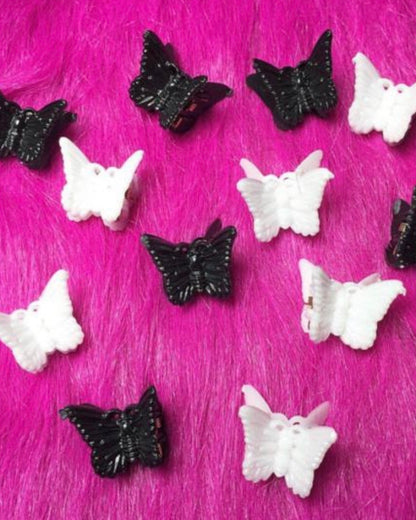 Black and White 90’s Butterfly Clips