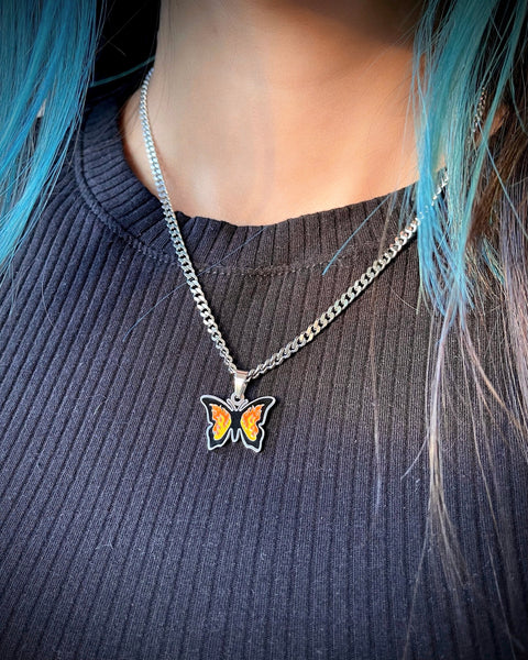 UP IN FLAMES BUTTERFLY NECKLACE