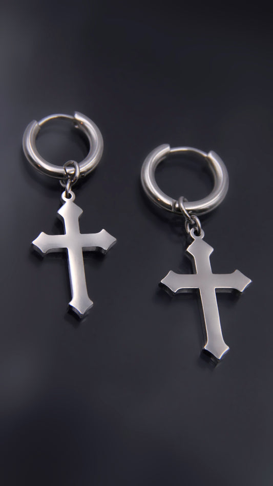POINTED CROSS EARRINGS