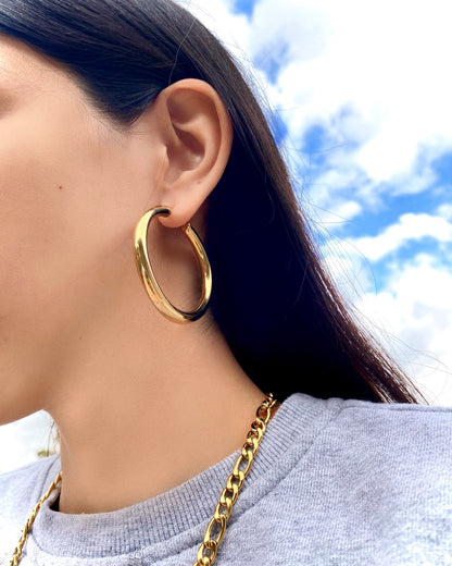 GOLD JUMBO HOOP EARRINGS