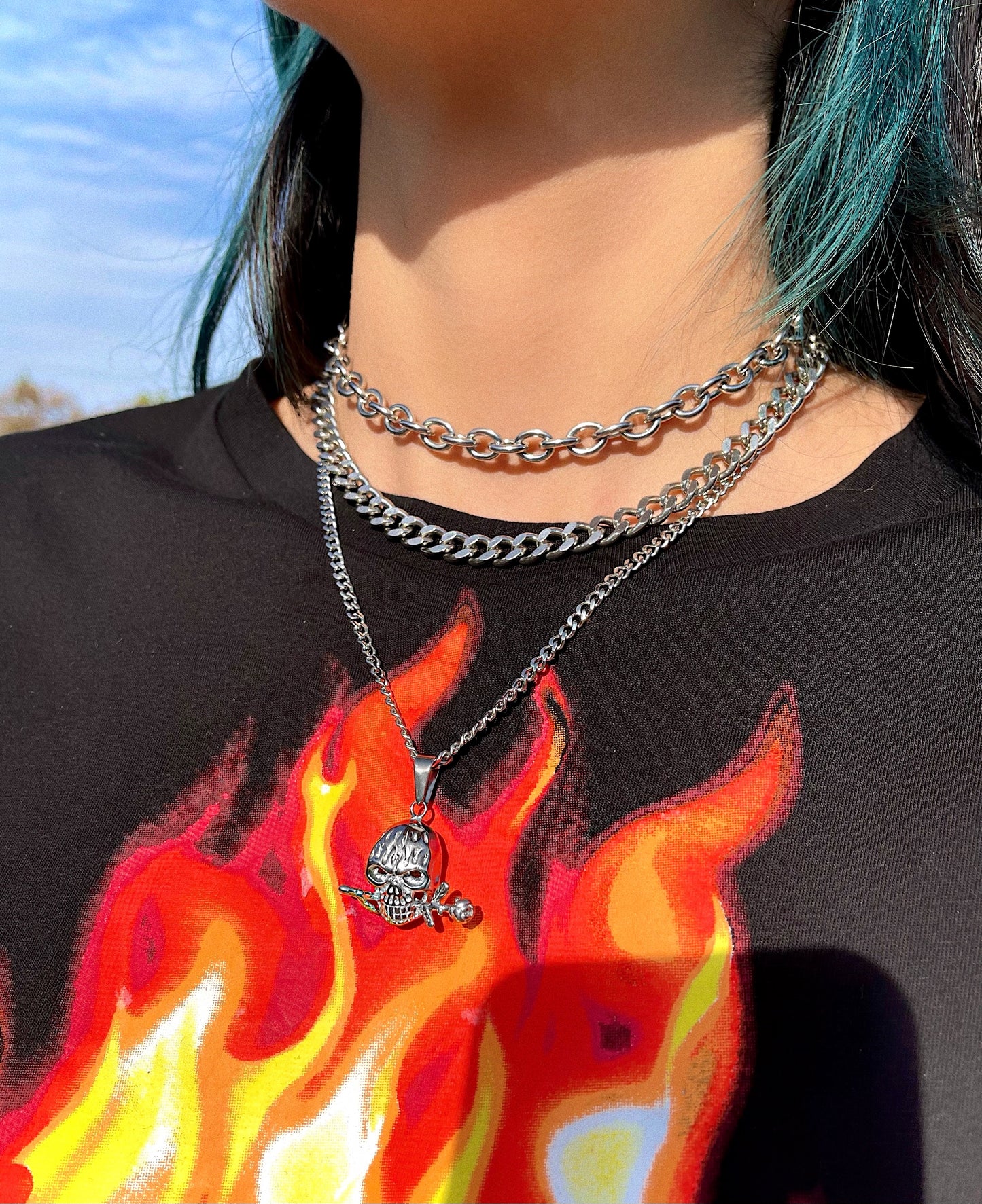 SKULL ROSE NECKLACE