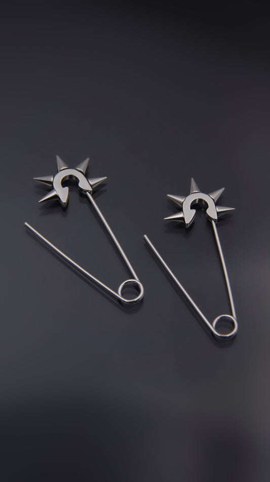 SAFETY PIN SPIKE EARRINGS