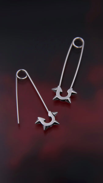 SPIKED OUT SAFETY PIN EARRINGS