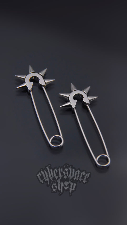 SAFETY PIN SPIKE EARRINGS